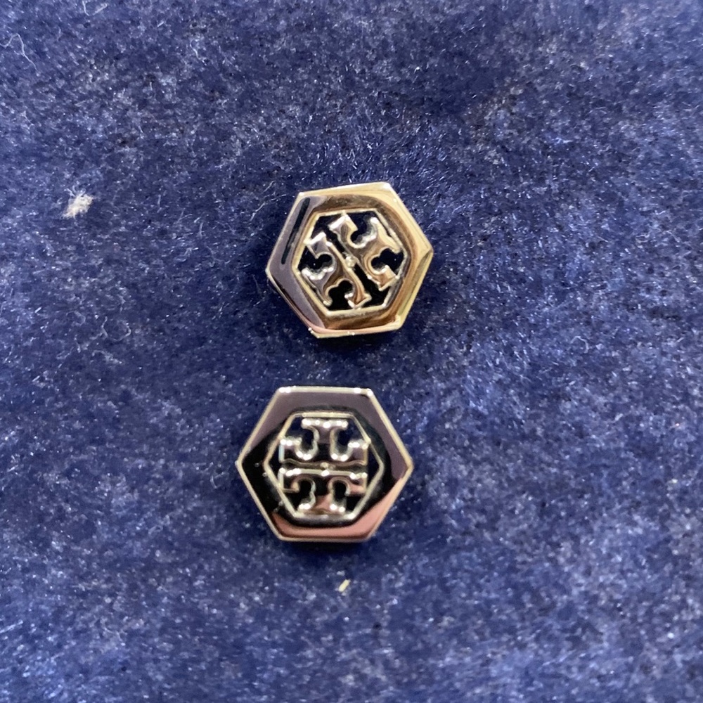 Tory Burch Hex-Logo stud earrings